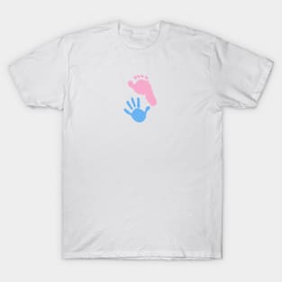 Baby foot and hand prints. Twin symbol T-Shirt